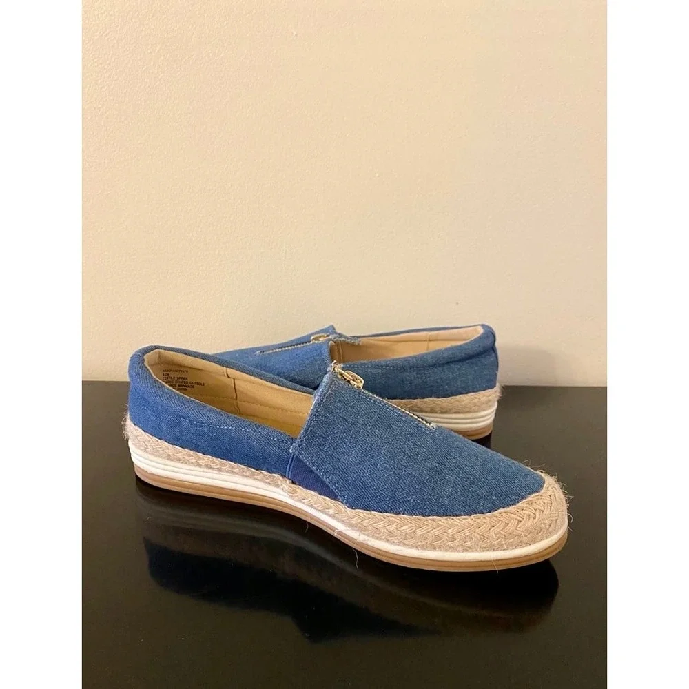 Anne‎ Klein Joy Denim Zipper Espadrille Shoes